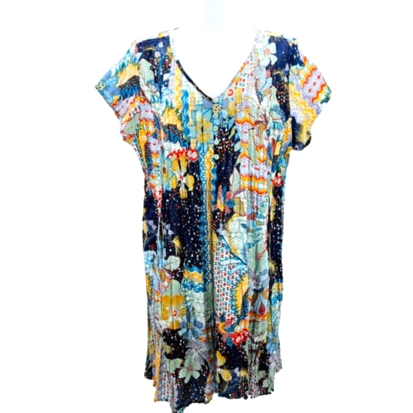 ORIENTIQUE Naturally Australian  Organic Cotton Colorful Crinkle Dress Pockets - Picture 4 of 9